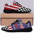 thumbnail image 3 of Dirt Track Racing Checkered Racing American flag Summer Nights and Dirt Track Lights Shoes Sneakers Black Size 4.5, 3 of 7