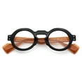 thumbnail image 2 of Retro Nerdy Hipster Round Thick Horn Rim Plastic Keyhole Sunglasses Black Brown - Clear, 2 of 8