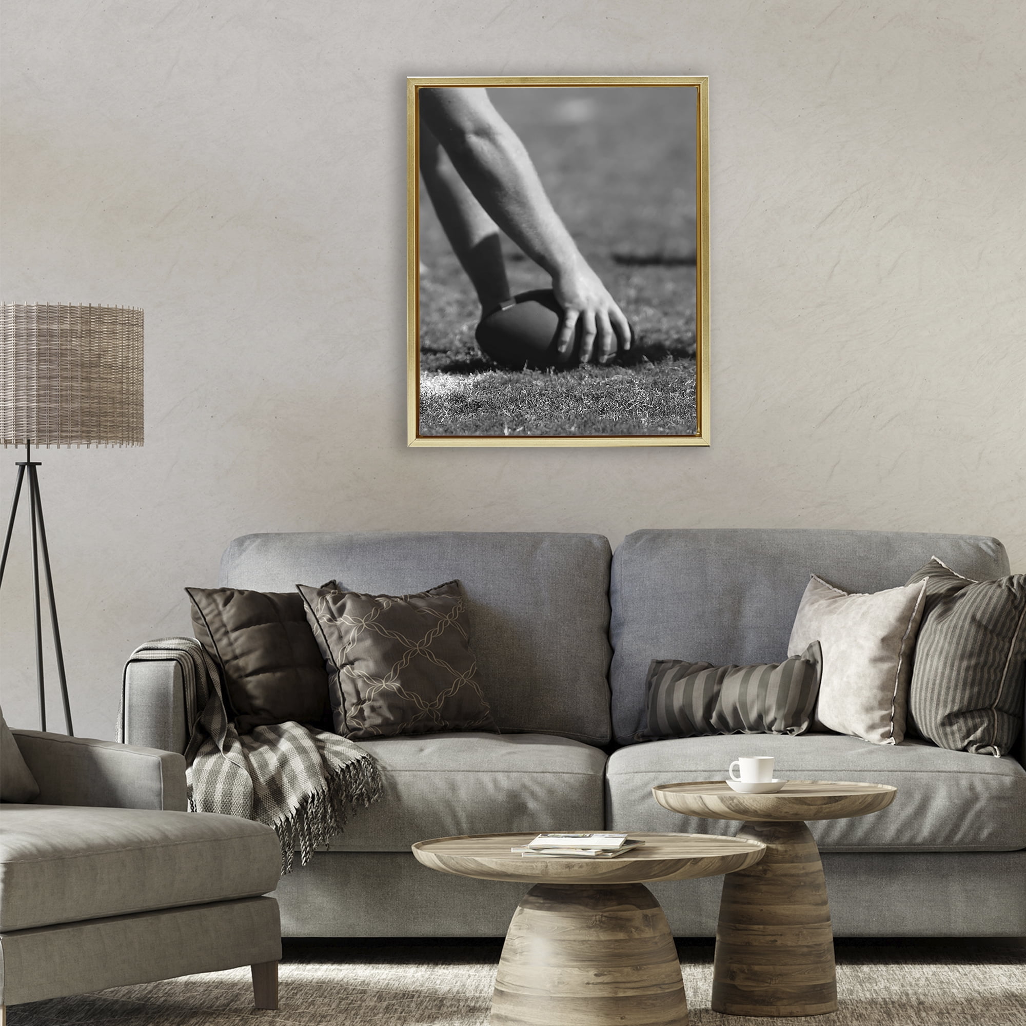 Stupell Industries Football Hike in Action Gold Framed Floater Canvas Wall Art, design by Marcus Prime