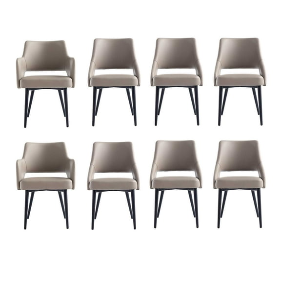 8-Piece Tremont Taupe Leatherette Dining Chair with Metal Legs