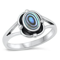 CHOOSE YOUR COLOR Vintage Bali Abalone Ring .925 Sterling Silver Band Jewelry Female Male Size 4