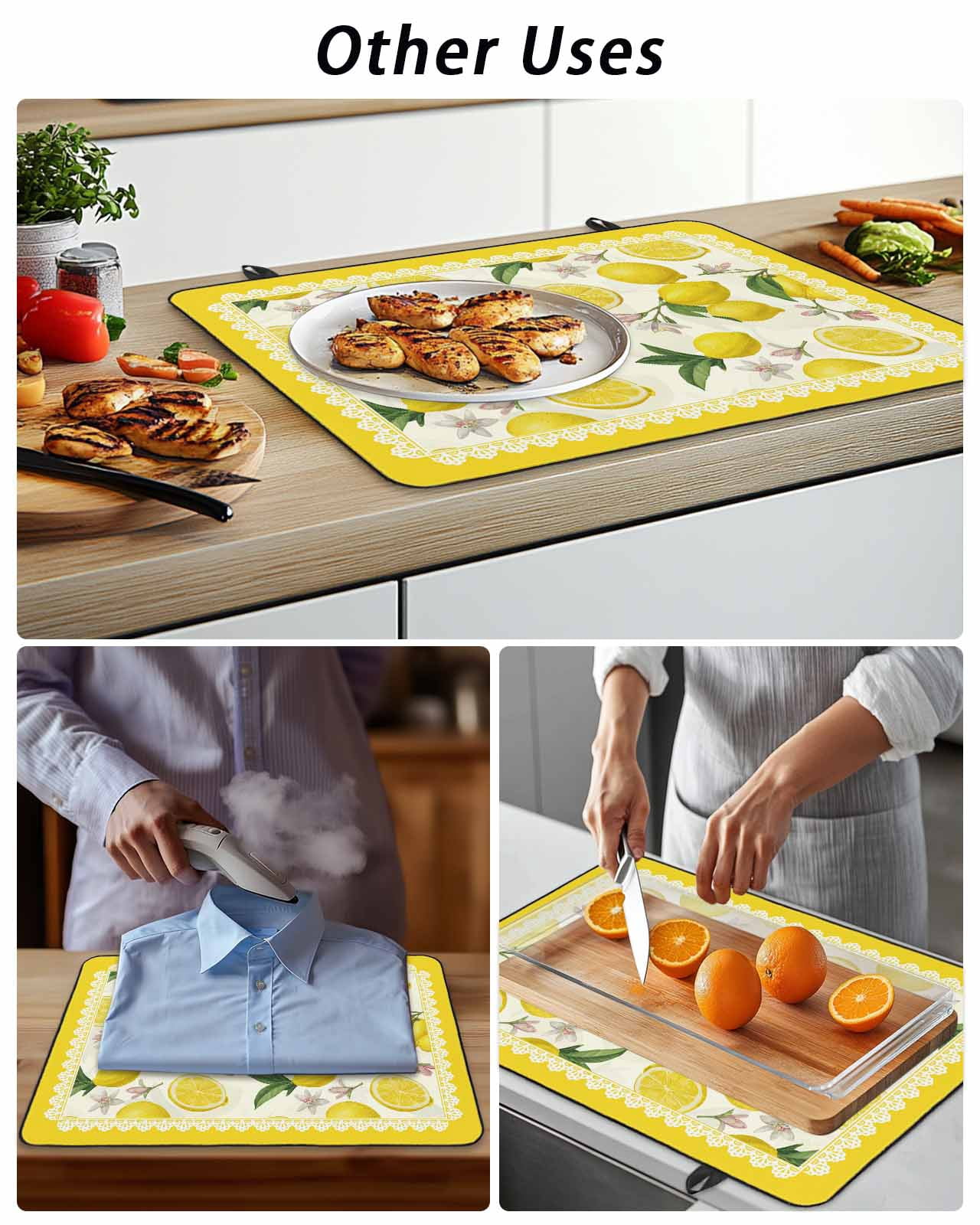 Stove Top Covers for Electric Stove, Yellow Summer Lemon Glass Stovetop Cover Protector, Summer Botanical Watercolor Induction Cooktop Protector Oven Mat for Kitchen Countertop 24"x21"