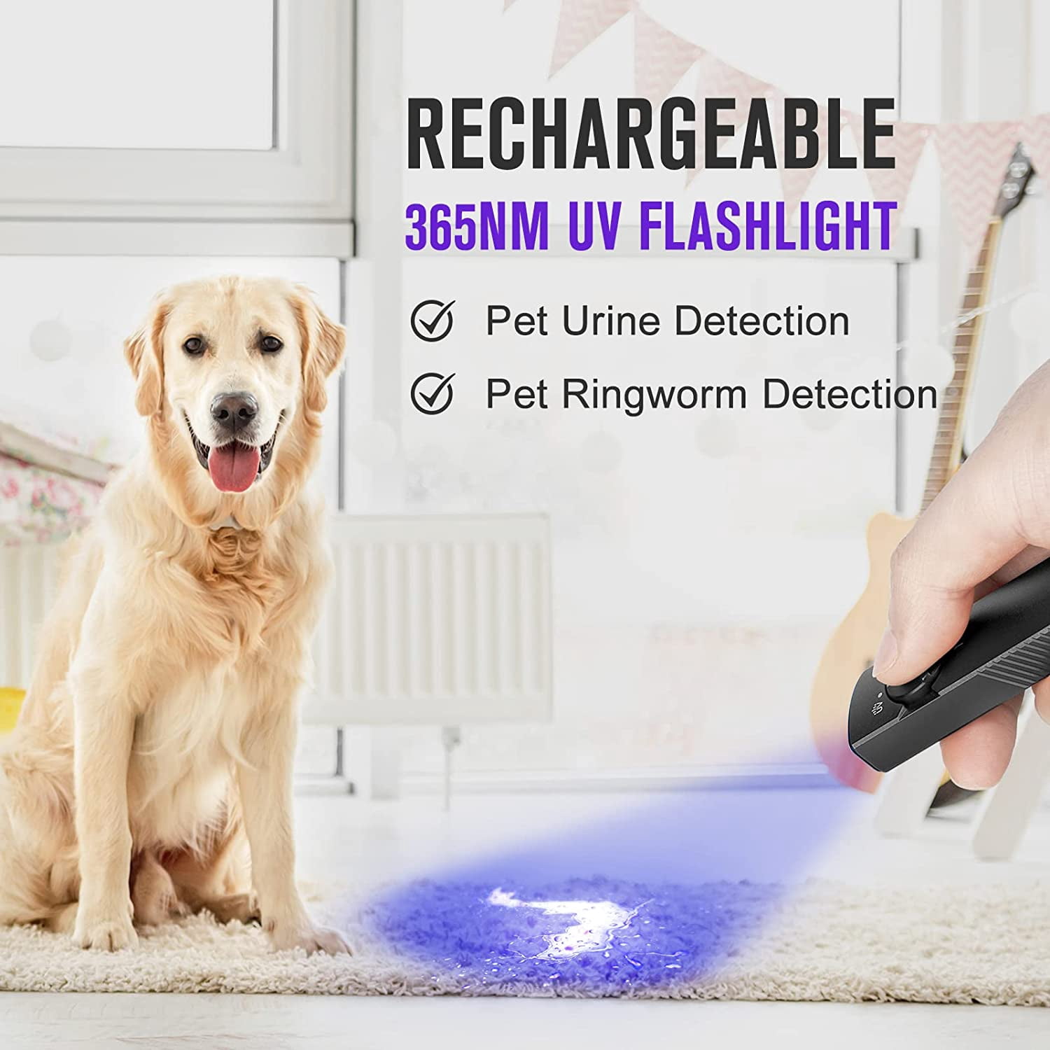 OLIGHT Arkfeld UV Rechargeable EDC Flashlight, 1000 Lumens White LED and 365nm Blacklight Combo for Outdoors, Emergency, Working, Pet Urine Detection (Black)