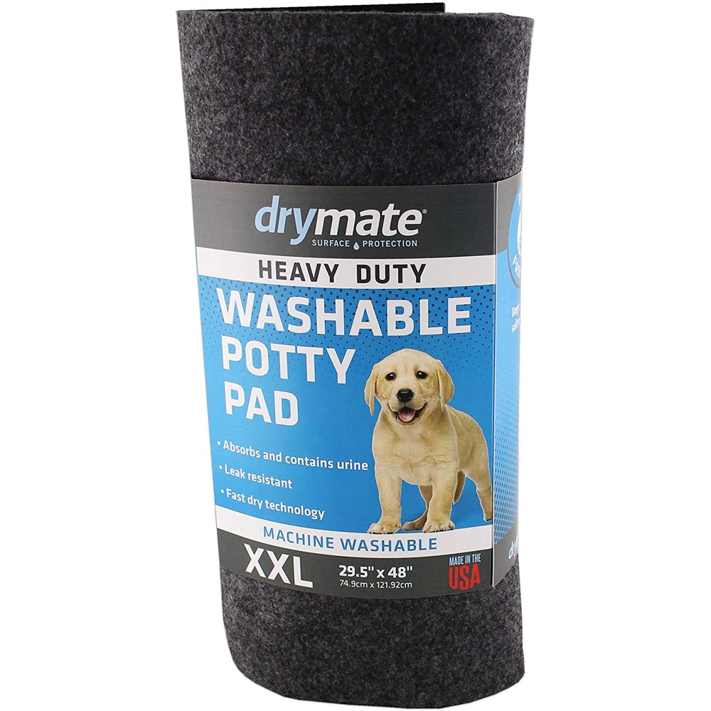 Drymate Heavy Duty Washable Potty Pad, Reusable Black Charcoal Pee Pad for Puppy Training
