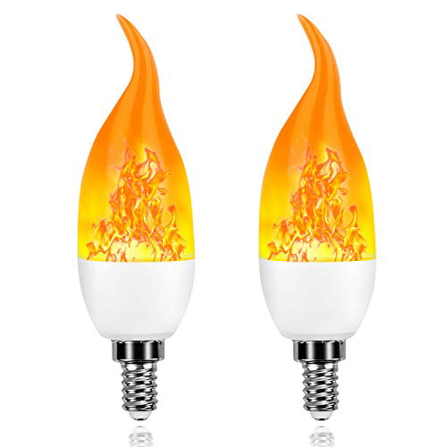 Yellow E12 LED Flicker Flame Light Bulb Simulated Burning Fire Effect Decoration 