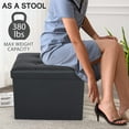 thumbnail image 5 of LotFancy 17 in Storage Ottoman Cube, Foot Stool Ottoman, Black Faux Leather, 17x13x13 in, 5 of 8