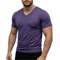 thumbnail image 2 of LTTVQM Men's Shirt V Neck Short Sleeve Top Thin Light Stretch Soft Breathable Outdoor Tees Dark Purple L, 2 of 4