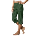 thumbnail image 2 of Capri Pants for Women Cotton Linen Casual Straight Leg Capris Pockets Fashion Side Button Designs Capri, 2 of 7