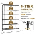 thumbnail image 4 of NiamVelo Black Adjustable 6-Tier Wire Shelving Unit, 4 of 10