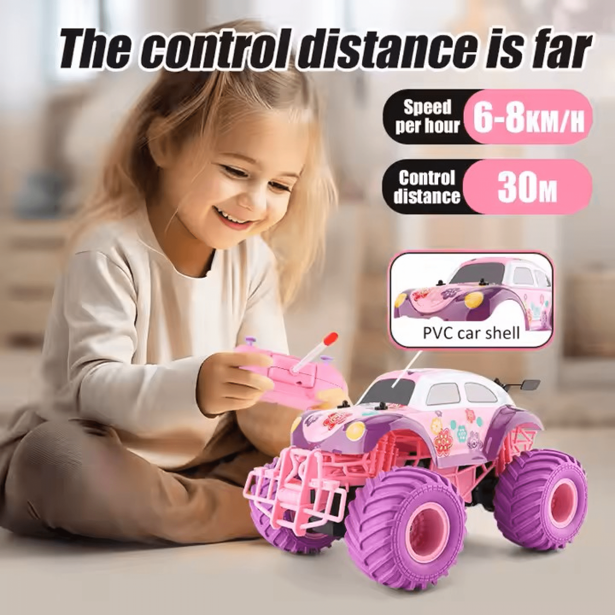 Remote Control Race Truck, Drift Car Toys with Lights Two Batteries for Kids Ages 3-12 Gifts(Red)