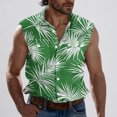 thumbnail image 5 of Chiccall Mens Hawaiian Tank Tops Tropical Beach Graphic Sleeve Shirts Floral Button Down V Neck Pockets Summer Tee Tops 2XL Green, 5 of 5