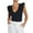 Black, variant on Rezuofi 1 Pcs Women's Summer Sleeveless Tops V Neck Ruffle Shirts Ribbed Knit Tank Top Blouse Ladies Clothes 2025