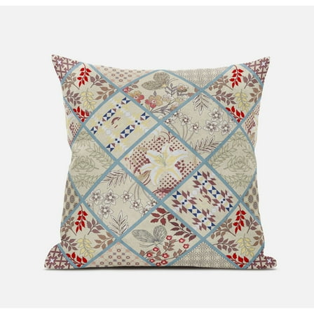 Fall Patch Snowflowers Throw Pillow with Removable Cover in Dark Gray Blue 18x18