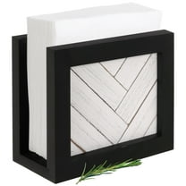 Autumn Alley Wooden Farmhouse Napkin Holder in Shiplap Design - Black and White Kitchen Decor