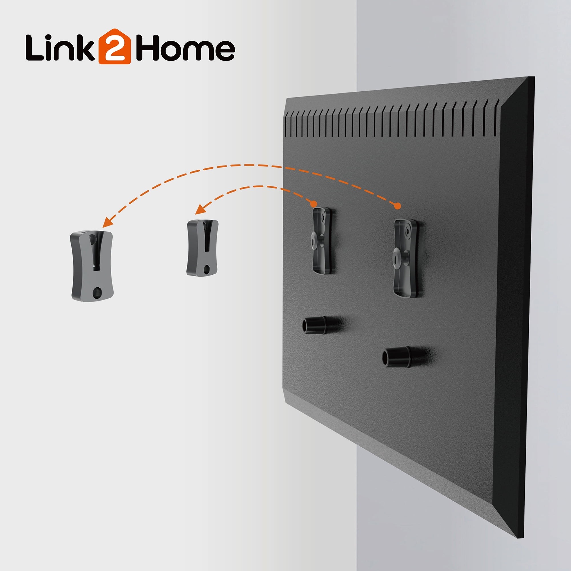 Link2Home Premium Fixed TV Wall Mount for Any TV Types and Sizes up to 90 in. Can be Mounted Directly on The sheetrock /plasterboard Walls, No Studs Required. up to 150 lbs. VESA Patterns 100/800.