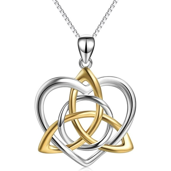 DOLIOX Celtic Jewelry Necklace Gifts Sterling Silver Good Luck Irish Vintage Triquetra Trinity Celtics Love Knot Pendant Necklace Christmas Gifts for Women Mother