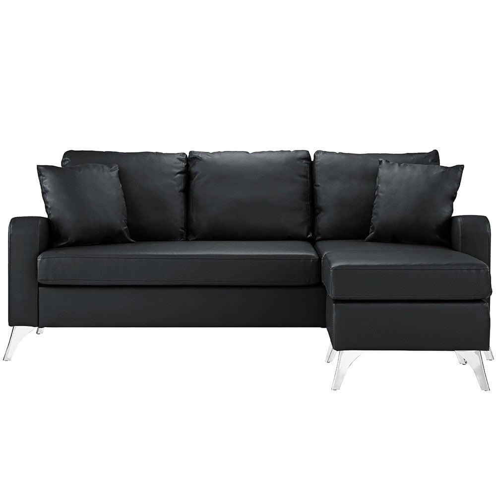 Bonded Leather Sectional Sofa Small Space Configurable Couch Black Walmart Com Walmart Com