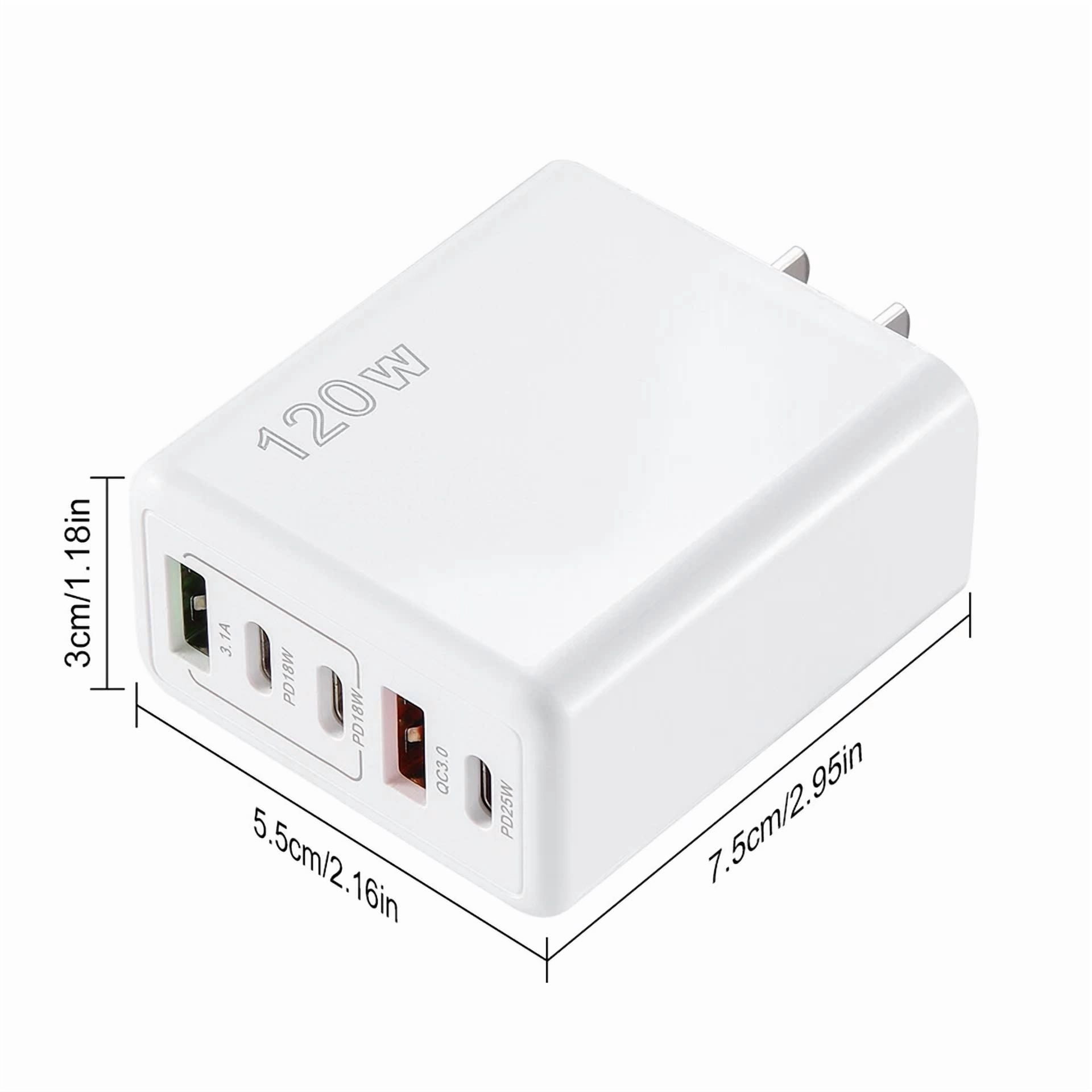 KNACK- Fast Usb C Charging Station 120W 3Pd+2Usb Charger Block Multiport Hub Portable