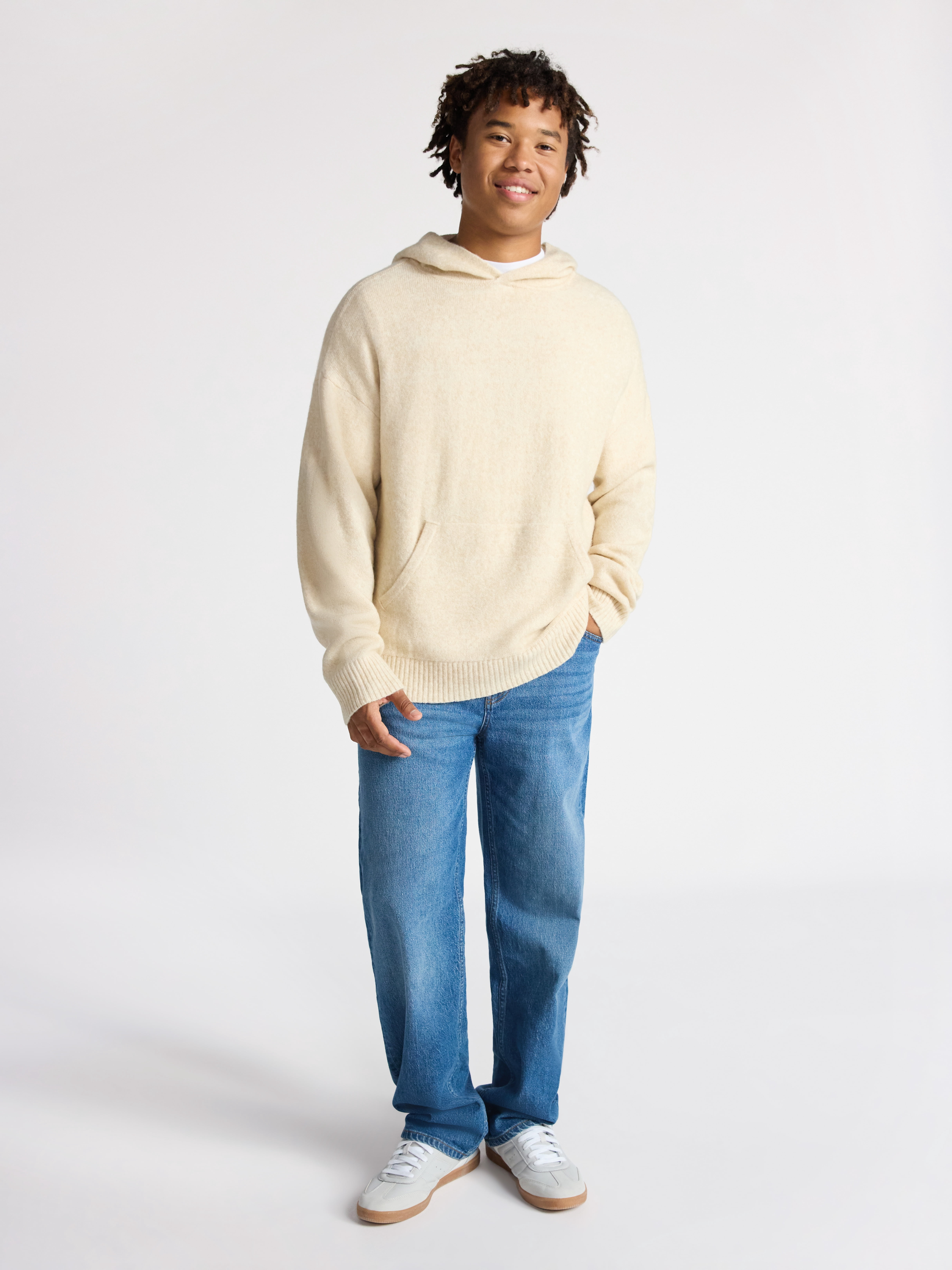 No Boundaries Brushed Hooded Sweater with Long Sleeves, Midweight, Men's & Big Men's XS-3XL