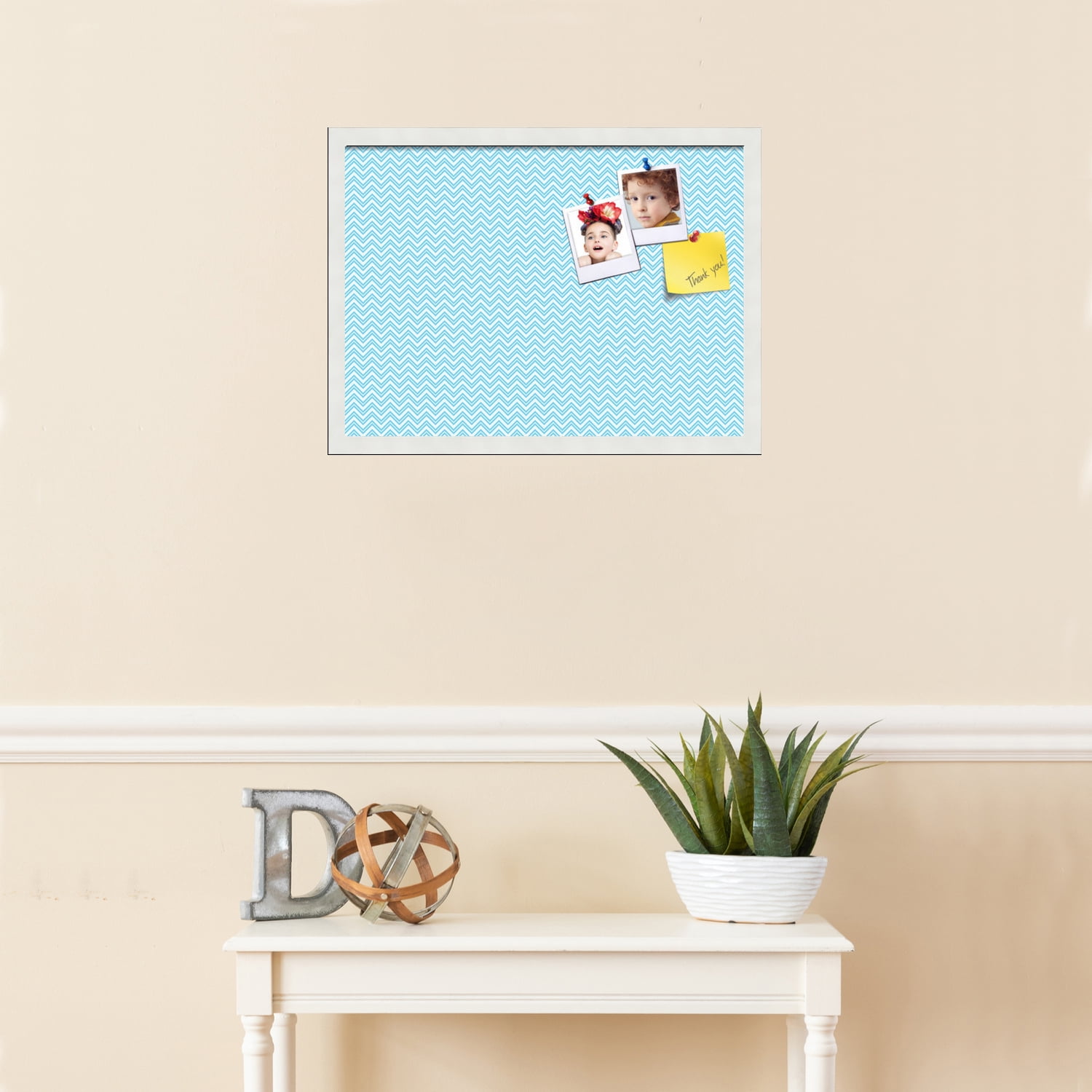 PinPix ArtToFrames 20x14 Custom Cork Bulletin Board    Poster Board Has a Fabric Style Canvas Finish, Framed in Satin White Frame (PinPix-247)