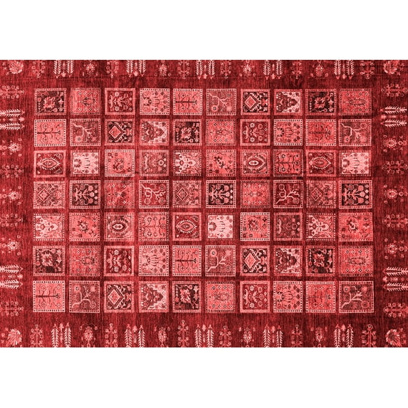 Ahgly Company Indoor Rectangle Abstract Red Modern Area Rugs, 2' x 4'
