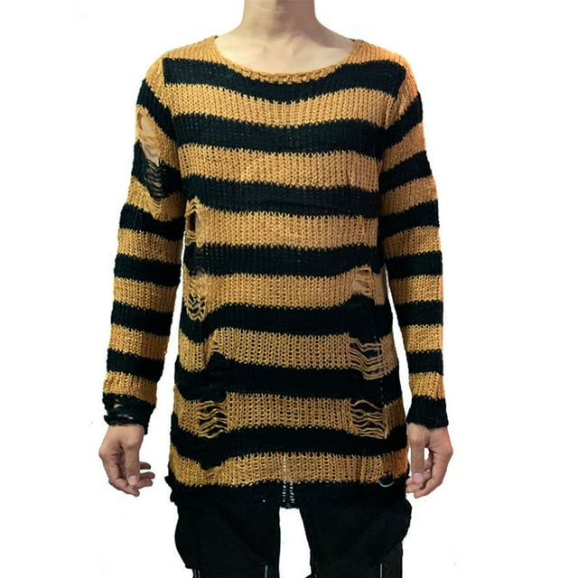 FAROOT Chemise Femme Ajourée Col Rond Rayée Tricotée Décontractée