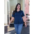 thumbnail image 4 of Sewify 2025 Summer Women's Plus Size Tops Short Sleeve Eyelet Cross Rope Hollow V-Neck Elegant Blouses,1X/2X/3X/4X, 4 of 7
