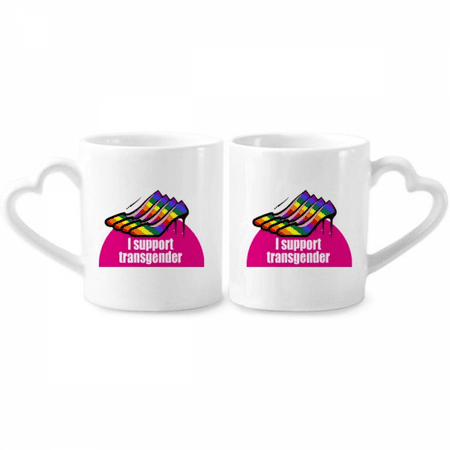

I Support Bisexuals LGBT Rainbow Couple Porcelain Mug Set Cerac Lover Cup Heart Handle