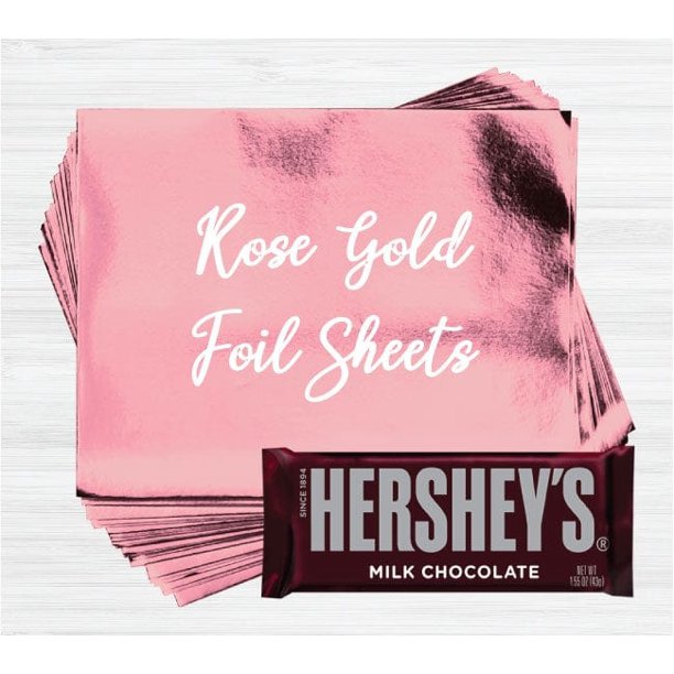 Rose Gold Candy Bar Foil for Wrapping Chocolate Candy Bars Pack of 40
