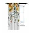 thumbnail image 7 of Pastoral Floral Plant Thermal Insulated Blackout Curtains for Bedroom 36 Length Sage Sunflower Eucalyptus Leaves White Room Darkening Curtain 1 Panel Grommet Window Curtain Drape for Living Room, 7 of 7