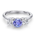 thumbnail image 3 of Gem Stone King 925 Sterling Silver Blue Tanzanite and Lab Grown Diamond Engagement Ring for Women | 1.90 Cttw | Round 6MM | Gemstone December Birthstone | Size 9, 3 of 6