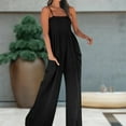 thumbnail image 3 of Combinaison Décontractée pour Femmes, Dos Nu, Taille Haute, Couleur Unie, Plage, 3 of 9