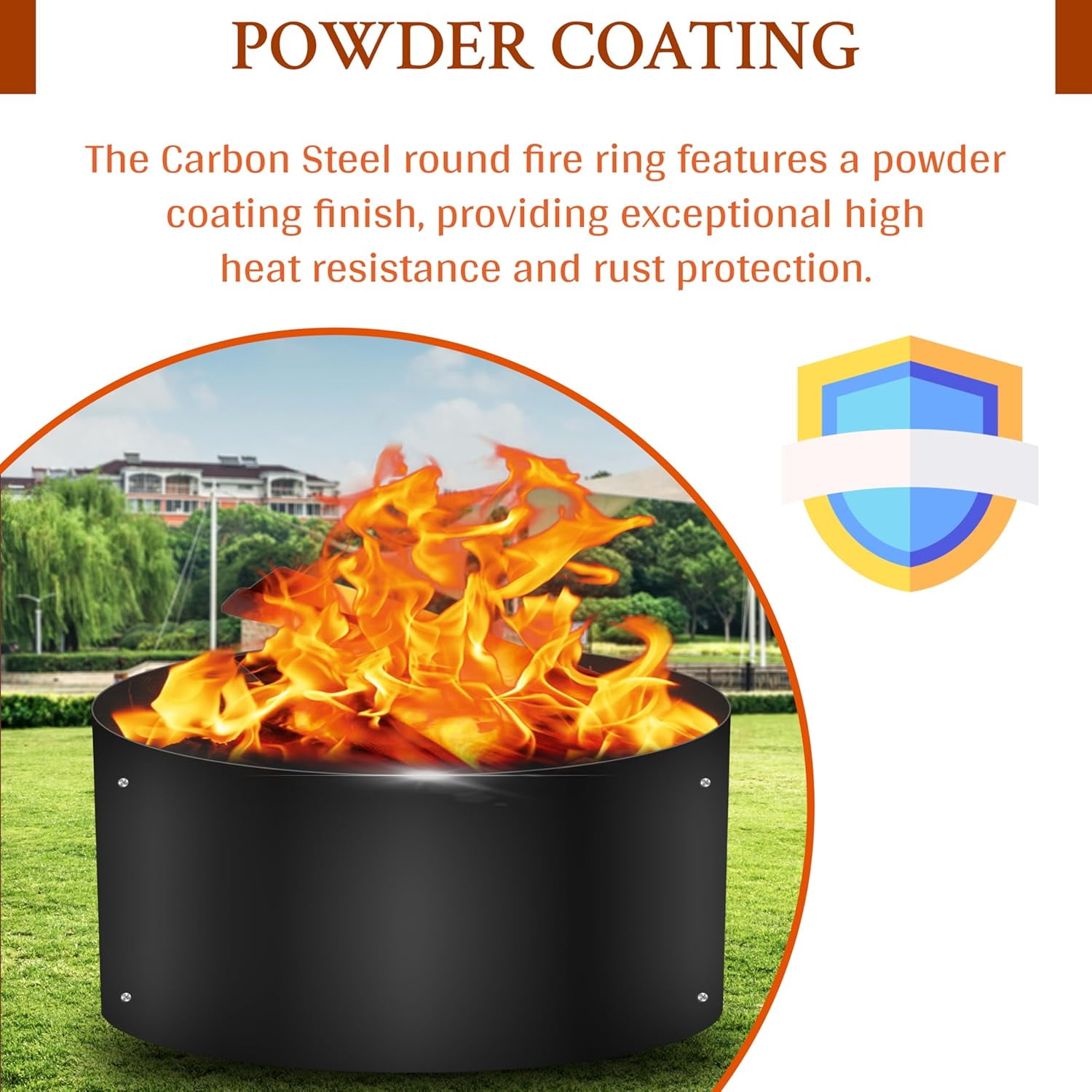 SIMOND STORE Portable Fire Pit Ring Liner, 48 Inch Diameter 12 Inch Height 2 mm Thick Heavy Duty Steel Round Fire Pit Insert for Outdoor Garden Patio Camping Bonfire