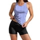thumbnail image 2 of Traje de baño conservador de dos piezas para mujer, tankini, con sujetador acolchado, sin mangas, cuello redondo, estampado informal, traje de baño de dos piezas para mujer, trajes de baño tankini par, 2 of 9