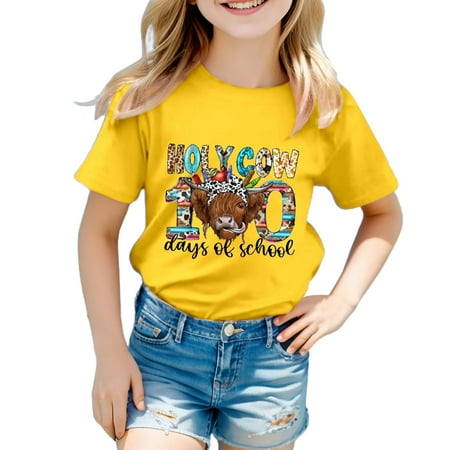 

Shirts for Teen Kids Girls Child Short Sleeve Prints T Shirt Trendy Girls Fans Gift Tops