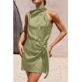 thumbnail image 6 of Womens Mock Neck Tie Waist Cocktail Party Dress, 6 of 11