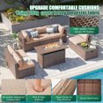 thumbnail image 6 of Clouddwell 8 Piece Patio Furniture Set with 44” Fire Pit Table Wicker Rattan Patio Conversation Set Outdoor Sectional Sofa Set with Coffee Table, 6 of 9