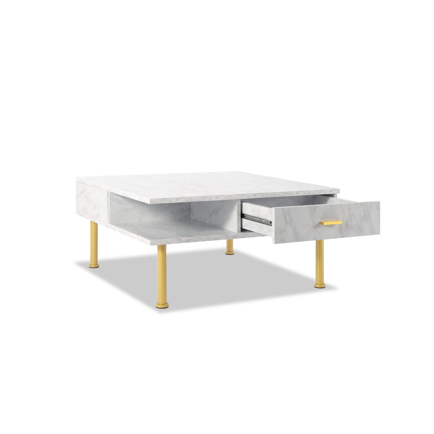 Kadyn 31.5" Square Coffee Table, MDF Living Room Tables for Living Room, Modern MDF Coffee Table with Drawer, White Kadyn 31.5" Square Coffee Table, MDF Living Room Tables for Living Room, Modern MDF Coffee Table with Drawer, White