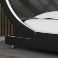 thumbnail image 6 of Allewie Low Profile Wave-Like Queen Size Platform Bed Frame with Leather Curved Adjustable Headboard, Black and White Border, 6 of 7