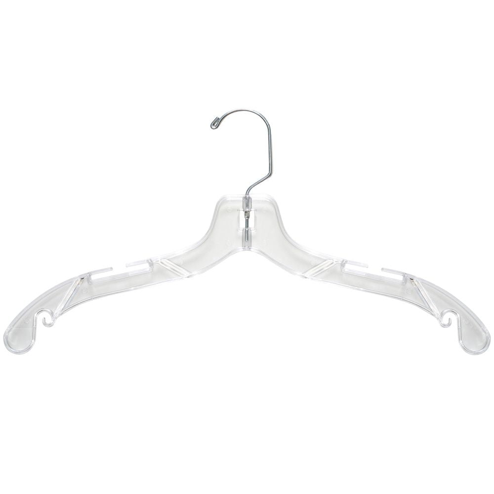 Lot of 100 New Retails Clear Plastic Suit Hangers with Chrome Swivel Hook 17 in