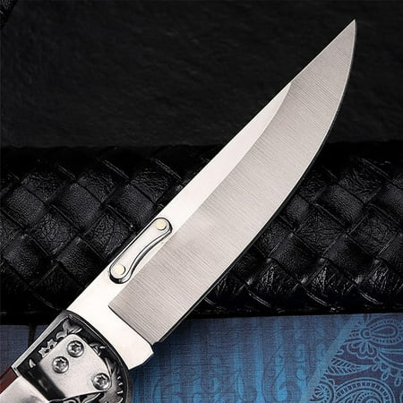 TRAHOO-Pocket knife for Men 3.5 inch Folding Knife with Back Lock Engraved Unique Resin Handle Cool Knives for Fishing Hunting Camping Gifts for Men