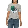 thumbnail image 3 of Butterfly Tree Graphic Design Ring Spun Combed Cotton Short Sleeve Deluxe Jersey T-Shirt - Heather Grey XL, 3 of 4
