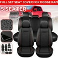 thumbnail image 6 of Leather Car Seat Cover 5 Seats Fits For 2009-2021 Dodge Ram 1500 2010-2021 2500 3500 Models Full Set Front Rear Cushion Seat Covers Protectors for Cars Waterproof, Red, 6 of 10