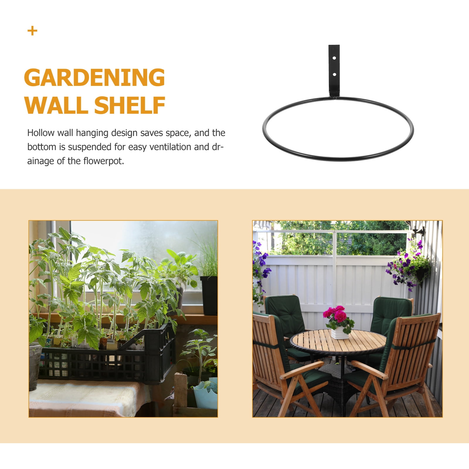 Masteelf Wall Hanging Planter with Iron Material Black Color for Storage 3pcs 7.9 Inches