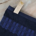 thumbnail image 5 of Geometric Border 4-Piece Cotton Luxury Bath Towel Set for Bathroom, 30" x 52", Navy-Blue by Blue Nile Mills, 5 of 7