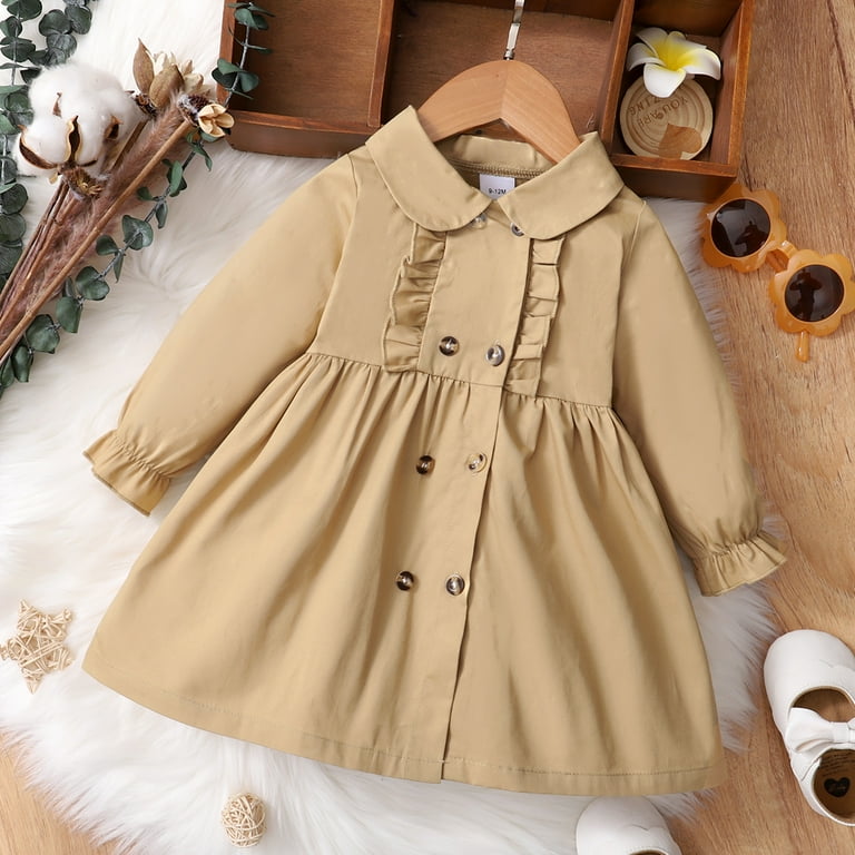 2T Baby Girls Dress 3T Girls Long Sleeve Dress Toddler Girls Solid Color Dress  Brown - Walmart.com
