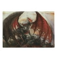 thumbnail image 1 of Fantasy World Cutting Board, Majestic Dragon Resting on Mountain Mythological Fire-Spewing Creature Print, Decorative Tempered Glass Cutting and Serving Board, Large Size, Multicolor, by Ambesonne, 1 of 1