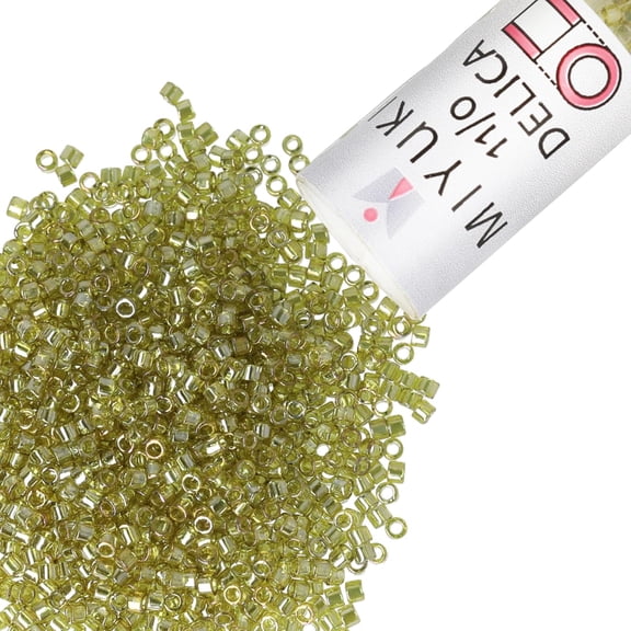 Miyuki Delica Seed Beads – Size 11/0 (1.6 mm), DB0124, Transparent Chartreuse Luster, 7.2 g, Approx. 1440 Beads