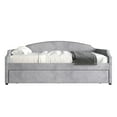 thumbnail image 3 of Home Design Kilgore Twin Daybed, Gray Velvet, Scooped Backrest, Chrome Nailhead Trim, Foam Padding, Pull-Out Trundle for Stylish Seating & Sleeping, 3 of 9