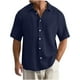 thumbnail image 1 of Playera Elvqul de Hombre Liso Azul Marino Playa Con Bolsillos Solapa Botones Manga Corta, 1 of 5